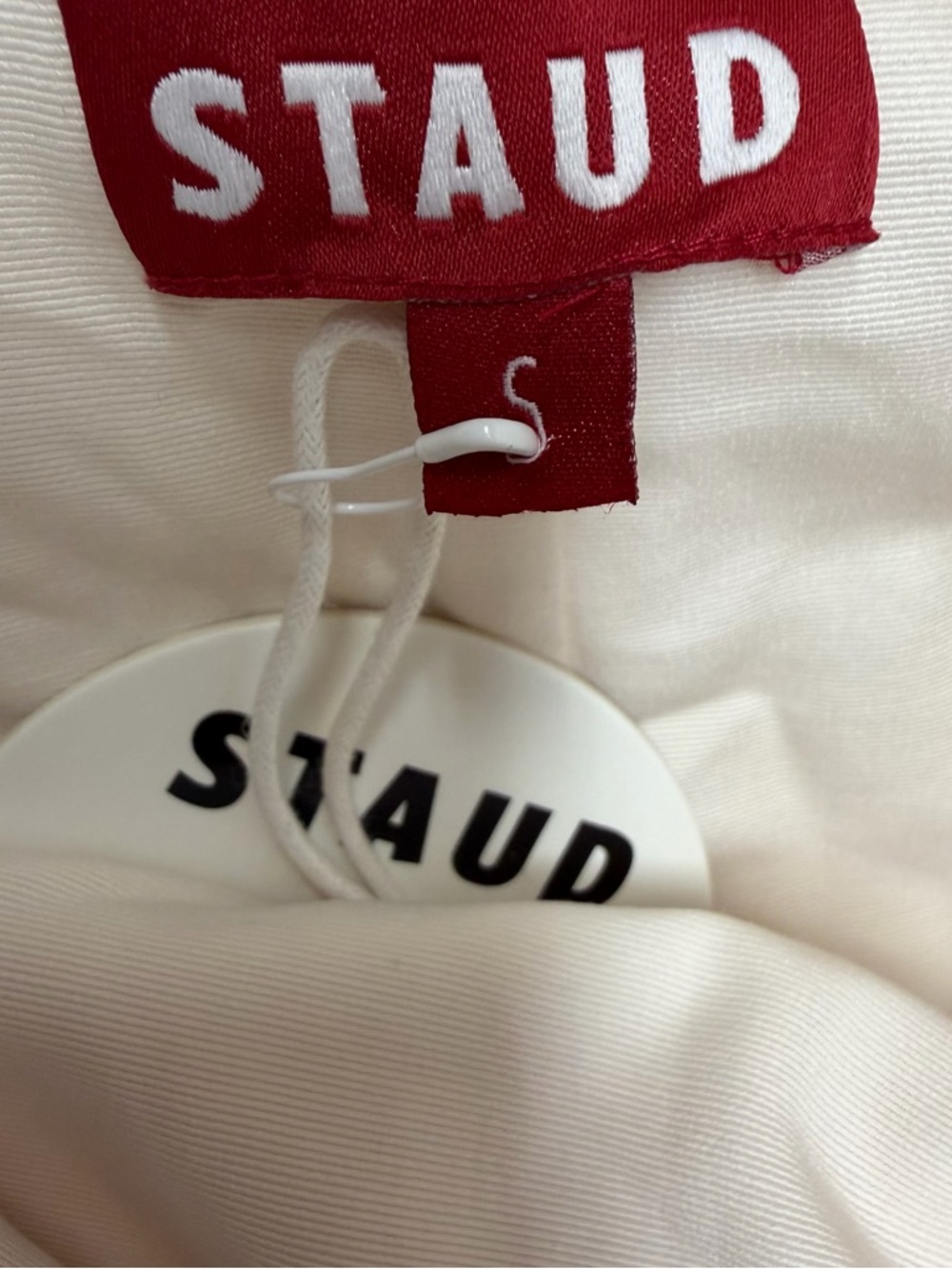 STAUD Cream Bow-Detail Mini Dress size small - Picture 6 of 9